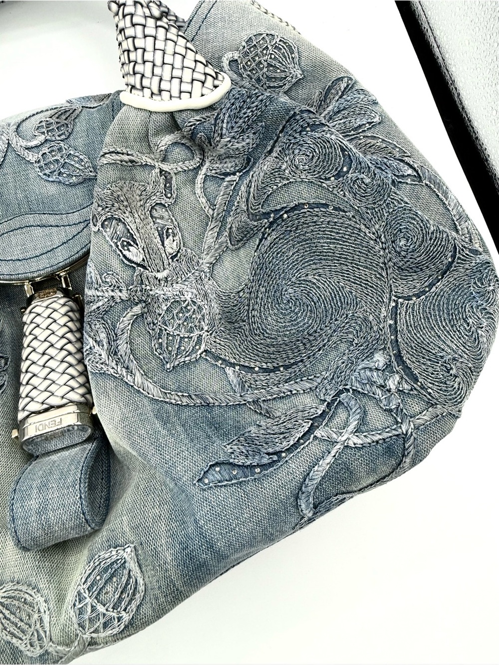 Fendi RARE Denim Rhinestone Squirrel Spy Bag - Picture 3 of 16